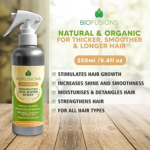 Biofusions Fermented Rice Water for Hair Growth, Hair Conditioning and Moisturising Rice Water Spray for Damaged, Dry, Curly or Frizzy Hair, Vega