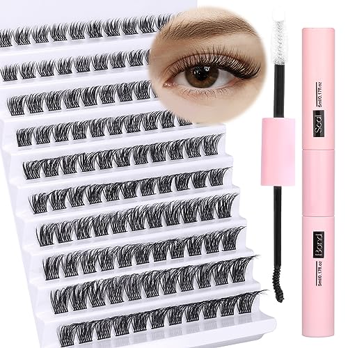Lash Clusters DIY Eyelash Extensions 96pcs Cluster Lashes Wispy False Eyelashes C D Curl Individual Lashes Extensions 8-16MM Mega Fluffy Eyelash