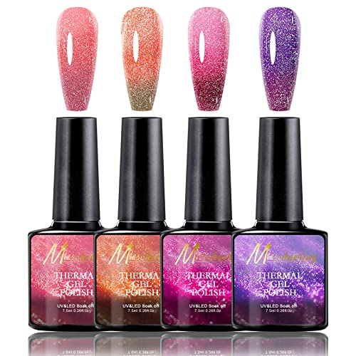 Colour Changing Gel Nail Polish Set,Requires Drying Under UV/LED Lamp Nail Gel Polish Set,Color is Bright and Moist Gel Nail Varnish Set, Easy to