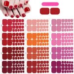 Mwoot 12 Sheets Red Pink Purple Toenails Stickers, Solid Color Full Nail Wraps for Toenails, Toe Nails Polish Strips Stickers, Nail Art Self Adhe