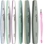 Nail Files Canvalite Gel Nail File Set Professional Double Sided Nail File and Buffer Set Washable Emery Boards Grit 100/150/180/220/240/280/1000