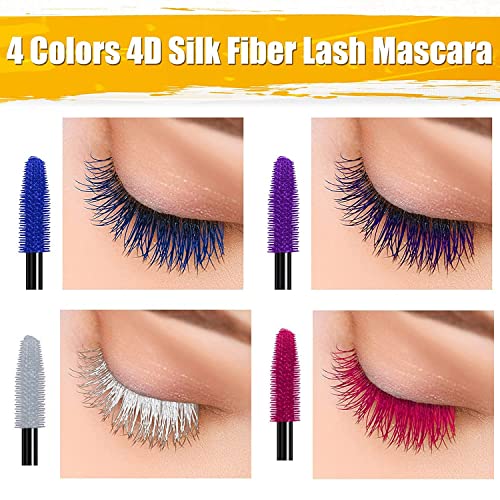 Colorful Mascara, Waterproof Long Lasting Thick Mascara/Rainbow Color 4D Silk Fiber Lash Charming Masacara (Blue)