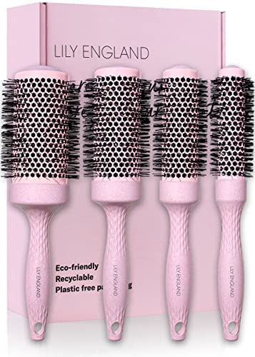 Round Brush Set for Women - Round Barrel Hairbrush for Blow Drying - Blow Dry Brush - The Ultimate Gift Set for Her by Lily England (Pink)