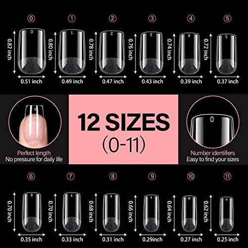 AILLSA Square Nail Tips - Half Matte Full Cover Nail Tips No Filed, 360Pcs Fake False Soft Gel Short Nail Tips Pre-shaped Acrylic Clear Gelly Tip