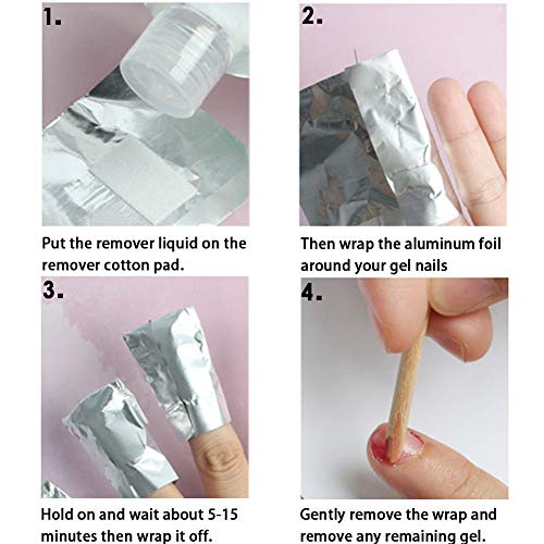 150Pcs Nail Foil Aluminium Wraps Remover for Gel Polish/Acrylic Soak-off Removal, with Pre-attached Lint Free Pad