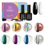 Beetles Chrome Nail Powder Kit Black White Colors Gel Polish Mirror Effect Holographic Aurora Iridescent Pearlescent Manicure Art Decoration Glit