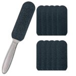 Professional Pedicure Foot File and Callus Remover for Hard Skin, Stainless Steel Foot Rasp File with Ten Free Refill Grits Replacement Pads with