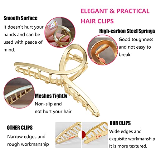 Hair Clips - Large Brushed Metal Hair Claw Clips, Strong Hold Hair Jaw Clips, Vintage Shark Claw Clips Clamp, Headdresses Hair Styling Accessorie