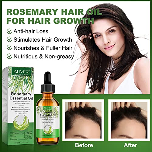 Rosemary Oil for Hair Growth, Rosemary Oil for Hair Loss Damaged Hair Stimulates Hair Growth, Nurshes Dry Scalp, 100% Pure Natural Rosemary Essen