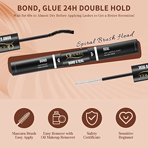 Individual Lashes 240 Cluster-Lashes QUEWEL DIY Lash-Extensions Kit, Clusters Eyelash Applicator, Cluster Lashes Bond and Seal Super Hold, Cluste