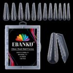 EBANKU Clear Dual Nail Forms System 120pcs Coffin Nail Mold Tips Acrylic Stiletto Nail Extension Tools for Nail Art Salon Nails Design