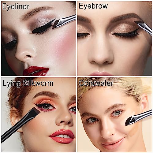 6 Pieces Eyeliner Brush Set, Precision Gel Eye Liner, Angled Flat Definer Ultra Thin Bent Makeup Brushes, Fine Point Eyeliner Brushes for Precise