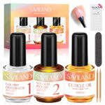 Saviland Nail Dehydrator and Non-acid PH Bond Set - Make Gel Last for 28+ Days | Enhance Gel Adhesion | Dehydrator Nail Prep & Nail Primer with C