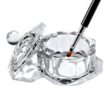 ProTech 1 pc Glass Crystal Acrylic Liquid Holder Dish, Professional Dappen Dish Glass Cup with Lid Bowl for Acrylic Powder Monomer Nail Tool, For