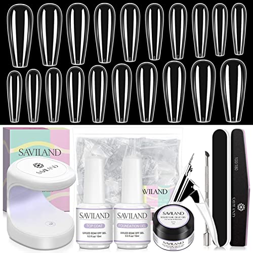 Saviland 15ML Gel Nail Glue - 4 In 1 Extra Strong Nail Glue Gel for Long Lasting Acrylic Nail Tips, Brush on Nail Glue for Broken Nail Extension