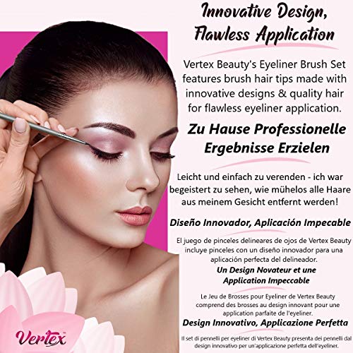 Eyeliner Brush Set Pencil Liquid - Gel Liner Winged Makeup Brushes Small Angle Firm Angled Wing Kit Black Stamp Pen Stencils Thin Flat Stencil Sh