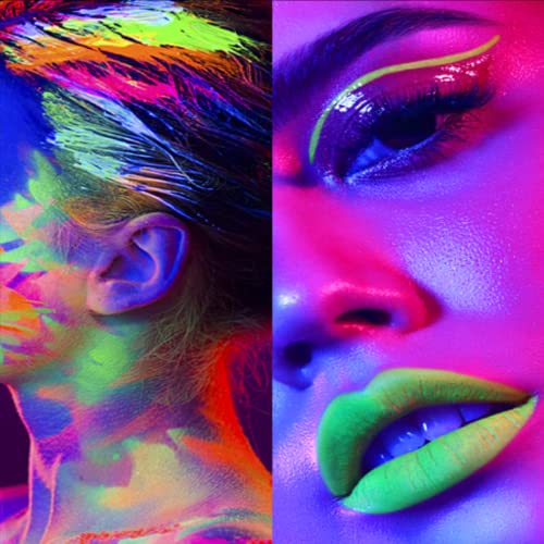 Neon Liquid Eyeliner Set, 12 Colors UV Glow Matte Eyeliner, Waterproof & Smudgeproof Long Lasting Colorful Fluorescent Body Face Paint Makeup for