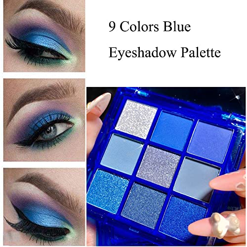 Blue Eyeshadow Palette, Glitter Eye shadow Makeup,Navy Blue Eyeshadow Shiny Sparkle Shimmer Waterproof Pallete,Royal Blue Glitter Eye Eyeshadow M