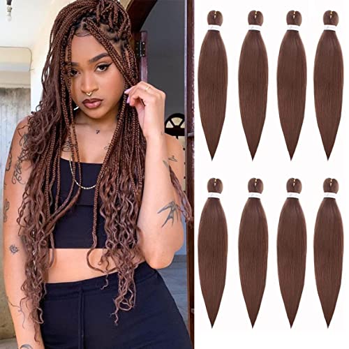 Leeven 3 Packs Pre Stretched Braiding Hair Extension Yaki Texture EZ Braids Hair for Coi Leray Braids Black Braiding Crochet Hair Extensions /30