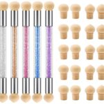 5pcs Nail Art Sponge with 20 Replacement Heads Nail Art Rendering Tools Double Head Ombre Sponge Manicure Brush for Women's Nail Decoration DIY C