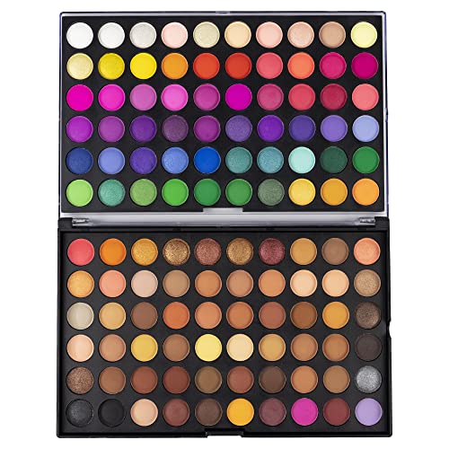 LaRoc Fusions 120 Eyeshadow Palette Makeup Set - MUA Eye Shadows Palette - Pigmented Shimmer Matte, Glitter and Metallic - Blendable Matte Nude S