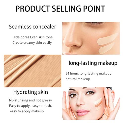 Foundation Full Coverage,Flawless Colour Changing Foundation For Mature Skin,Naturally Blends Concealer Foundation Makeup,Long-Lasting Moisturizi