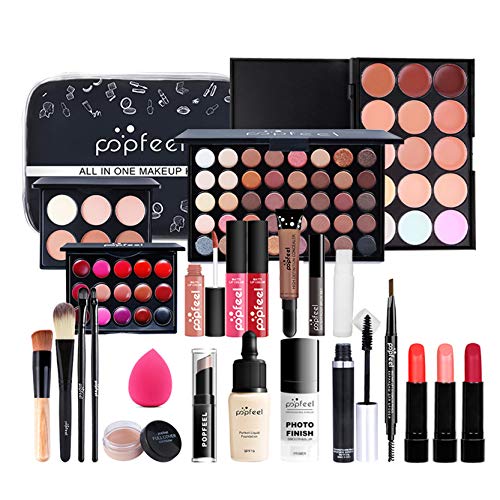 RoseFlower 28Pcs Professional Makeup Set, Essential Make up Starter Set All-In-One Make-up Gift Sets With Cosmetic bag Eyeshadow Palette Lip Glos