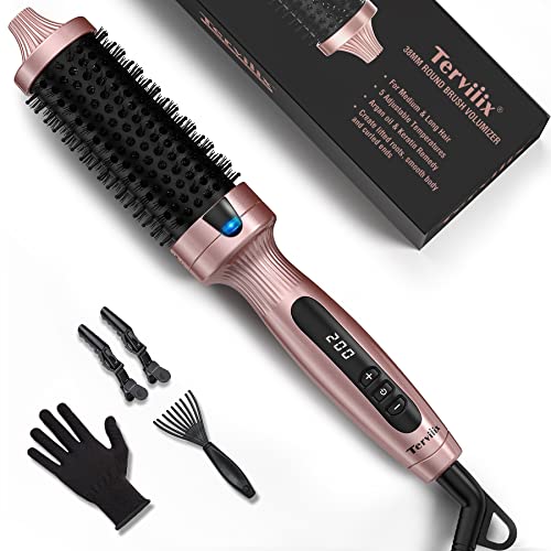 Terviiix Thermal Brush Ceramic Tourmaline Ionic Curling Iron Brush, 38MM Volumizing Hot Brush Create Root Volume & Loose Curls, Digital Display 5