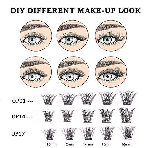 Individual Lashes 72 Cluster Lashes DIY Eyelash Extension Thin Band Wide Stem Lash Extensions Reusable Soft Natural Lightweight Easy to Apply at