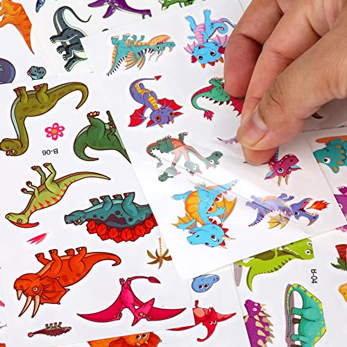 SAVITA 20 Sheets Kids Temporary Tattoos, Luminous Dinosaur Tattoo Stickers Waterproof Cartoon Fake Tattoos for Kids Toddlers Boys Dinosaur Birthd