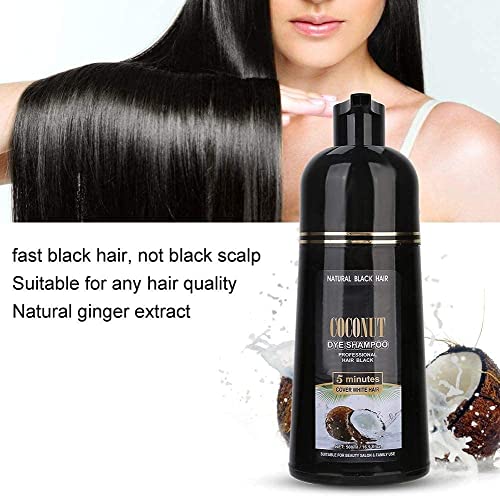 Black Hair Shampoo, 500ml Coconut Ginger Shampoo Fast Black Hair Hair Dye Coloring Nourishing Shampoo(500ml)