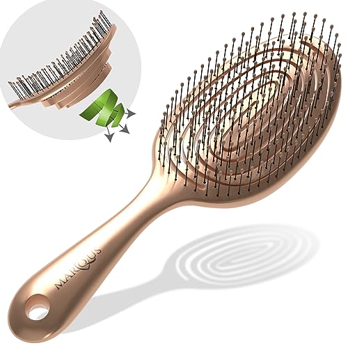 marQus Detangle Hair Brush women and men, Exclusive Ultra-soft bending Bristles and Body - Glide Through Tangles With Ease For All Hair Types - W