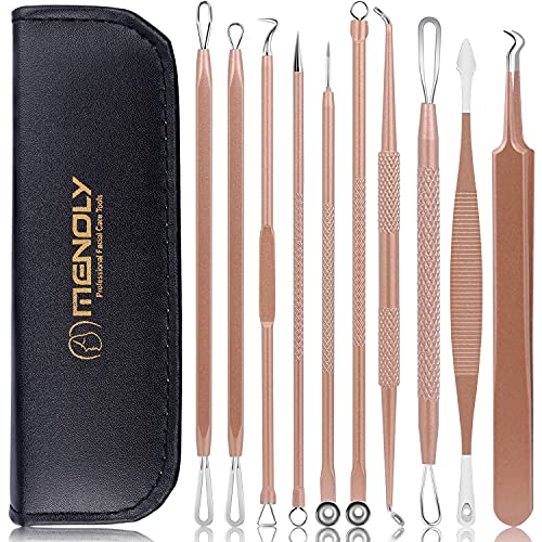 Blackhead Remover Pimple Popper Tool Kit 10 Pcs, Comedone Pimple Extractor Tool, Acne Kit for Blackhead, Whitehead Popping, Zit Removing (Blue)