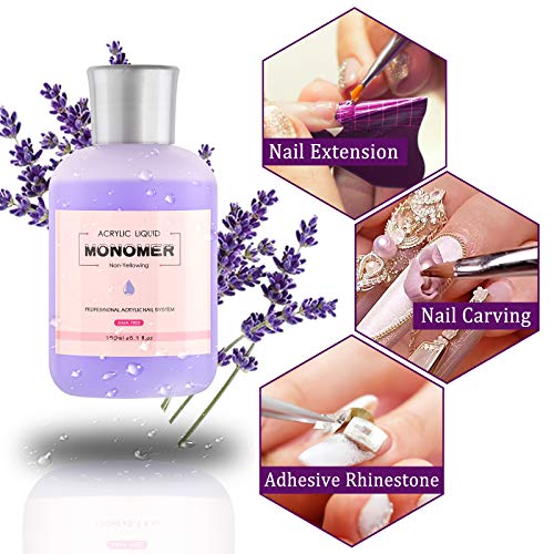 BNG Liquid Monomer For Acrylic Nail 150ML Professional Nail Acrylic Liquids For Acrylic Powder Nails Art Extension, MMA Free Monomer, Non-Yellowi