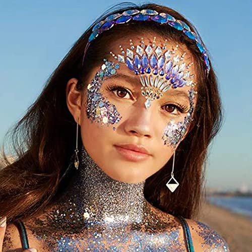 Body Glitter Gel, 50ml Face Glitters Body Gel Sequins Shimmer Liquid Eyeshadow, Mermaid Sequins Sparkling Chunky Body Lotion Glitter Liquid, for
