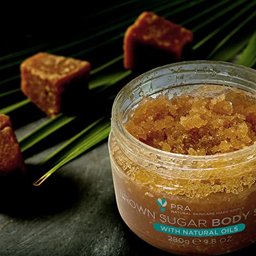 PraNaturals Brown Sugar Body Scrub - Natural Exfoliating Body Scrub - Gently Removes Dead, Dry Skin Cells - 280g