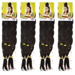 X-Pression 1B 4 PACK XPRESSION LAGOS BRAID Pre-Pulled Hair Extension , 42″ & 46″ Pack , (Colour 1B, Natural Black), 4.0 count