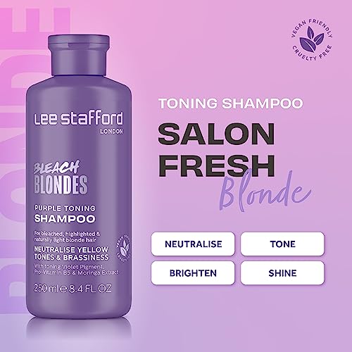 Lee Stafford Bleach Blondes Purple Toning Shampoo | A Weekly Toning Purple Shampoo for Blonde Hair Cleansing