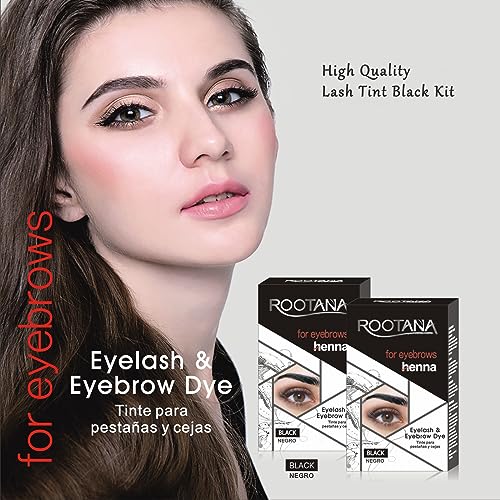 Lash Tint Black Kit - 2 in 1 Eyelash & Eyebrow Dye Set - Volume Lashes and Full Brows Last Up to 4 weeks - Suitable for Home Use with All Tools (