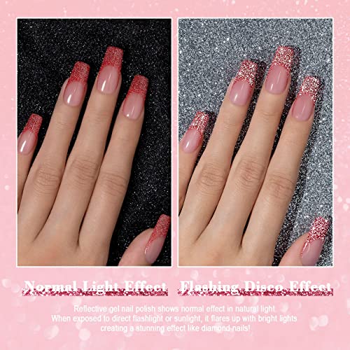 RARJSM Gel Liner Nail Art Reflective Glitter Flash Diamond Liner Gel Polish 12 Colors 5ml Sparkle Silver Hot Pink Black Pigment Painted Stripe Br