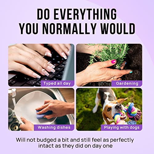 French Tip Short False Nails - BTArtbox Almond Press on Nails with Glue, 30Pcs Soft Gel Fake Nails in 15 Sizes, Reusable Semi-Transparent Stick o