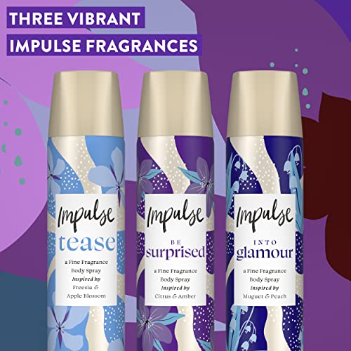 Impulse Reach For The Stars Fragrance & Hair with a Pearly Iridescent Hair Claw Clip Christmas Body Spray Gift Set Perfect Gifts for Her, 3 Piece