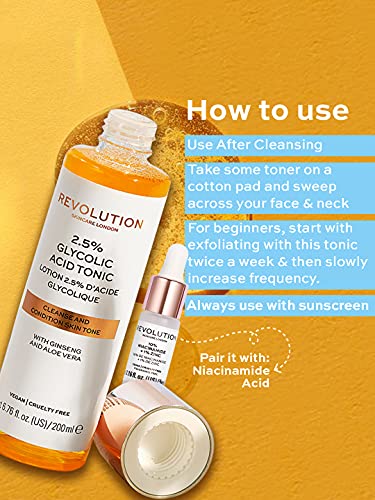 Revolution Skincare London, 5% Glycolic Acid, Toner, 200ml (Packaging may vary)