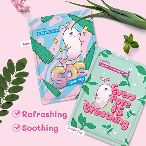 Sheet Masks, ZealSea Facial Mask(Pack of 7), Face Masks Skin Care for Girls and Kids, Kids Face Masks SPA Birthday Gift, Moisturizing/Brightening