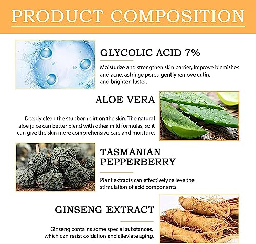 Glycolic Acid 7% Toning Resurfacing Solution,Ordinary Glycolic Acid Toning Solution,Exfoliate, Brighten,and Rejuvenate Your Skin