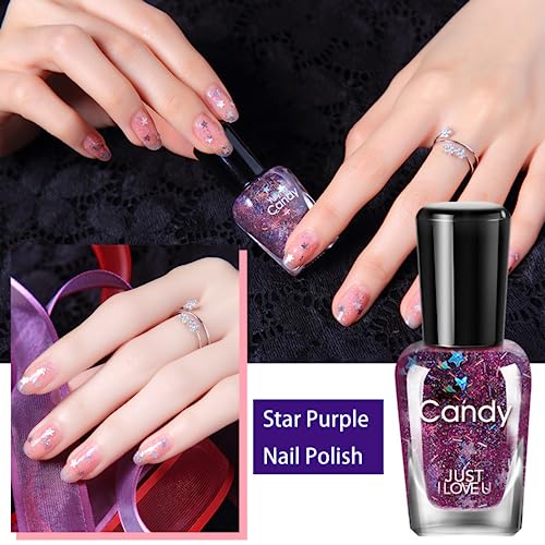 Glitter Nail Polish Nail Varnish - 4PCS Glitter Pink Nail Polish Nude Nail Varnish - Quick Drying & Long Lasting Holographic Nail Polish - Water