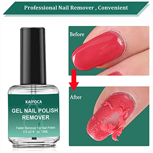 KAIYOCA Nail Polish Remover, Gel Nail Polish Remover with Kit, with Cuticle Pusher+ Nail Wipes+ Sand Files, Quickly & Easily Removes Gel Nail Pol