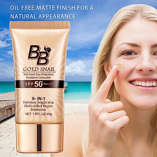 BB Cream Tinted Moisturizer with SPF,SPF50+ Gold Snail Sunscreen,Tinted Moisturizer Face Women Hydrating Moisturizing BB Cream tinted sunscreen f