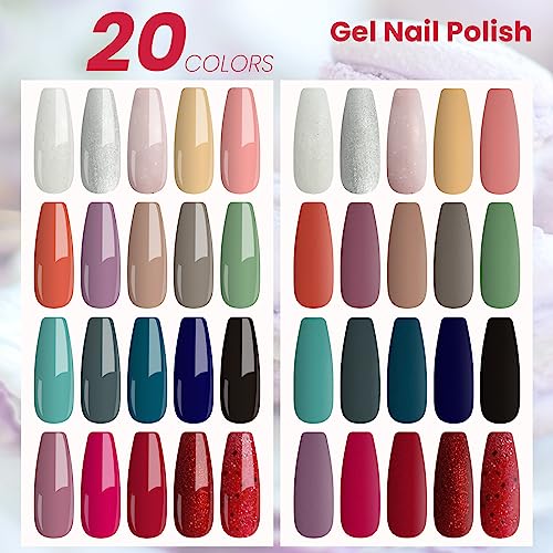 Gel Nail Polish Set Starter Kit, Phoenixy Gel Nail Kit with Poly Nail Gel Kit with 36W U V Lamp, Shellac Nail Kit Soak Off Gel Nail Polish Kit Co