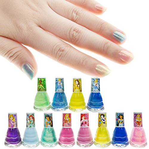 Disney Princess - Townley Girl Non-Toxic Water-Based Peel-Off Safe Quick Dry Nail Polish|Gift Kit Set for Kids Tween Girls|12 Pcs - Perfect for P